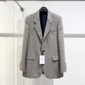 Authentic Celine Checkered Blazer in Gray and Black